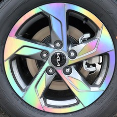 [비브랜드] 홀로그램 튜닝 스티커 스크래치 보호 카본 패널 필름 휠마스크 K5 DL3 16인치 호환용품, RGB카본, 1세트