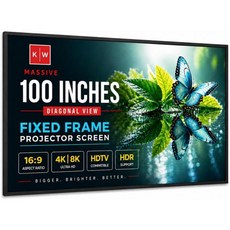 고정 프레임 프로젝터 스크린 무광 100인치 벽걸이형 4K 8K 울트라 HD HDTV HDR 및 액티브 3D 초단초점 169 비율, 100 Inches