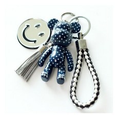 키홀더 스트랩 자동차 키링 가방장식-네이비패턴
