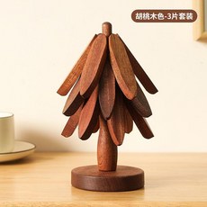 聖誕樹隔熱墊 實木質樹形杯墊鍋墊碗墊, 1個