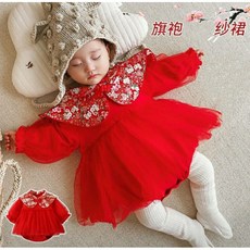 寶寶新年紗裙洋裝 喜慶中國風女童連身裙