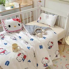 GOYES 산리오 캐릭터 봄 가을 침구세트 이불 커버 150*200cm, 화이트