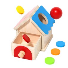 고려베이비 2in1 몬데소리 교구 동전 공 넣기 박스 소근육 발달 원목 장난감, 1개, 혼합