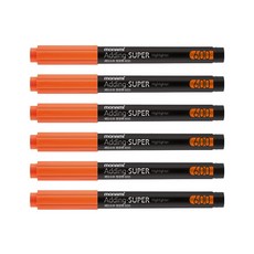 모나미 Adding-SUPER 에딩슈퍼 600 형광펜 / 모나미형광펜 에딩슈퍼 모나미에딩 모나미에딩슈퍼 에딩형광펜 하이라이트펜, 6개, 오렌지