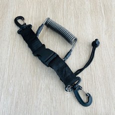 潛鯨 4mm QQ繩 雙頭潛水失手繩 快卸扣 鋼絲彈簧 相機繩 水肺潛水 GoPro, 太空灰,單一尺寸, 1個