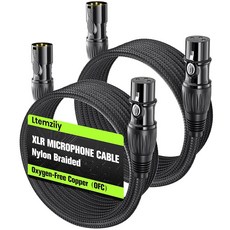 Ltemziiy XLR 케이블 10피트 2팩 남녀 XLR 마이크 케이블 금도금 3핀 무산소 구리 OFC 차폐 나일론 브레이드 마이크 코드 믹서 스피커 시스템 10피트, 6FT