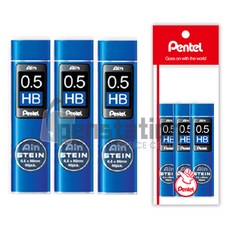 펜텔 아인슈타인 HB/B 샤프심 3개 세트(펜텔 전용 포장 케이스/ 선물용), 아인슈타인 C-275-HB 0.5mm 3개 세트