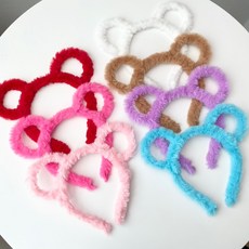 0284 컬러풀 곰돌이 머리띠 헤어밴드 체육대회 놀이공원 셀프스튜디오 인생네컷머리띠, 분홍