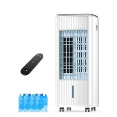 휴대용 에어컨 증발식 에어 쿨러 아이스 팩 4개 냉각용 3L 워터 탱크 자동 꺼짐을 위한 7H 타이머 70° 진동이 있는 늪 쿨러 크림, 휴대용 에어컨, 증발식 에어 쿨러, 아이스 팩 4개,