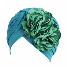 無品牌 泳帽 日韓風格 護耳時尚 花泳帽, 孔雀藍, 1個