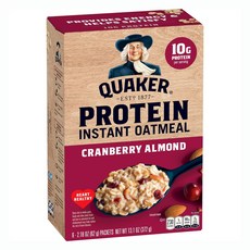 QUAKER 桂格 高蛋白即食燕麥片 蔓越莓杏仁 6入, 1個, 372g