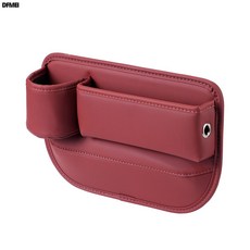 DFMEI 汽車座椅夾縫收納盒車載縫隙儲物盒皮革收納盒多功能置儲物箱, 紅色-主駕駛