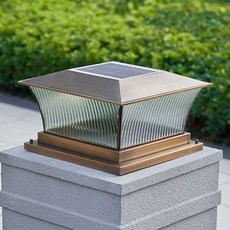 全銅柱頭太陽能燈戶外庭院燈：別墅圍牆大門柱子燈，家用室外門柱燈, 古銅色,30cm太陽能款