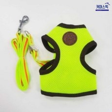 티티펫 에어매쉬 하네스 세트 형광연두 L 강아지 가슴줄 산책 리드줄 커머스픽201