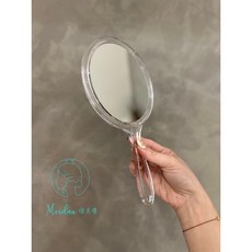 Meidau 褚美導 雙面手拿鏡，美容院專用化妝鏡, 1個, 透明雙面手拿鏡, 透明