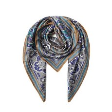 SHIROUYU 100% 멀베리 실크 스카프 109.2cm43인치 라지 스퀘어 숄 - 여성용 오버사이즈 머리띠 선물 포장 화이트-블루 141124, 브라운-1