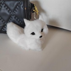 가방인형 키링 미니 회색 여우 파우치 지갑 열쇠고리 키홀더 차량용 펜던트 장난감, 1개, 화이트