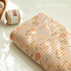 누빔원단 양면 누빔천 줄누빔 꽃무늬 플라워 동물 천 세미 마이크로화이바 11종 반마, 06) 보니에르, 1개