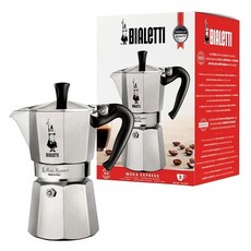 Bialetti Moka Express 아이코닉 이탈리아 스토브탑 에스프레소 메이커 (실버 3컵), 알루미늄 실버