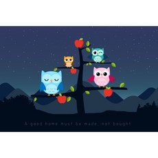 코나 주방아트보드 가스렌지 인덕션 가드 가림막 기름튐방지 사과부엉이, 1개