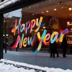 2026馬年窗花玻璃貼過年裝飾貼紙福字門貼春節新款無膠櫥窗靜電貼, 馬年裝飾玻璃貼【新年快樂】, 馬年裝飾玻璃貼【新年快樂】