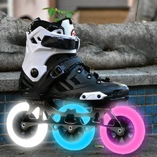 레이싱 인라인 전문가 스피드 스케이트 선수 3륜 스케이팅 성인용, 1개, 블랙앤화이트 6휠 풀플래시 110mm