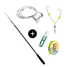 1분 조립 초간편 낚시대 세트 누구나 쉽게 조립 계곡 민물 낚시, 180cm 낚시대+연결줄+낚시바늘+낚시줄+커트기