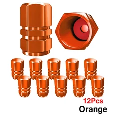 AUTCOAT 알루미늄 합금 자동차 바퀴 타이어 밸브 캡 림 스템 커버 바이크 오토바이 트럭 자전거 용 방진, [02] Orange-12Pcs