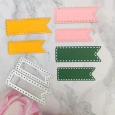 올스토어 Alinacutle 금속 절단 다이 컷 2pc 배너 태그 하트 가장자리 물고기 꼬리 플래그 스크랩북 공예, 01 2PC TAG