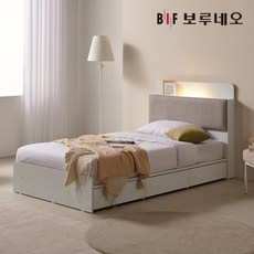 보루네오 미오Po LED 3서랍 수납 호텔침대 프레임 SS, 화이트