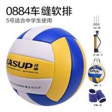 中考專用排球 五號軟排球 訓練比賽用 中小學生入門, 1個, 0884中學生中考五號軟排球,護腕+網兜+三顆氣針+氣筒