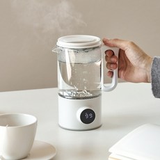 휴빅 미니 유리 소형 전기포트 여행용 휴대용 티 포트 보온 온도조절, HB-90TW