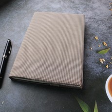 雙面書衣-格紋 可可色 書套 可調式 布書衣 A6 A5 A4 B6 50K 25K 32K 20K 16K, 1個