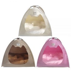 실내 실외 아늑한 원터치 강아지 텐트 집 방석 애견 하우스 실내용 애견집, 핑크