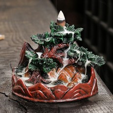 樹脂聖誕樹聖誕節倒流香爐創意松樹煙倒流香薰爐家居擺件飾品, 樹脂崖柏