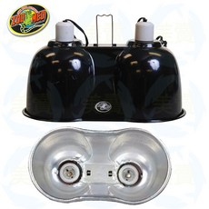 ZOO MED Combo Deep Dome Dual Lamp Fixture 雙燈罩夾燈 爬蟲保溫燈具, 1個, 雙燈罩超取限一個不合併其他, 黃光