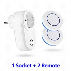 무선 원격 제어 소켓 220V EU FR 스마트 플러그 50m 범위 가전 조명 팬용 콘센트 15A, 03 1socket 2remote