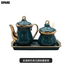 DFMEI 網紅輕奢調料瓶帶托盤陶瓷調料盒配勺子廚房家用油壺調料罐套裝, 1個