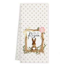 HUQIL 토끼 부활절 주방 타월 스프링 핸드 타월 접시 타월 가정 주방 욕실 농가 티 타월 밀가루 자루 타월 40.6 x 61cm(16 x 24인치) 귀여운 부활절 장식 여성, 브라운 스팟 01