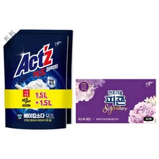 피죤 액츠 퍼펙트 베이킹소다 액상세제 1.5L 2개 + 피죤 건조기 섬유유연제 드라이시트 40매, 베이킹소다+미스틱레인, 1세트