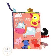 G8 寶寶動物尾巴布書 黑白布書 立體布書 嬰兒早教布書 響紙 撕不爛 觸覺認知 幼兒啓蒙玩具 故事書, DOL奶牛尾巴布書, kids books, DOL奶牛尾巴布書