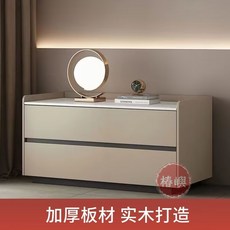 椿嶼 實木輕奢床頭櫃 簡約現代臥室床邊櫃 巖闆收納, 落地雙層實木+岩板+深灰色,40*40*50CM【送貨上門】, 1個