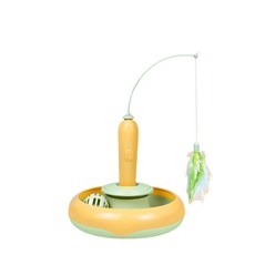 福媽寵物 貓玩具 電動逗貓玩具 貓咪玩具 逗貓轉盤 貓自嗨玩具 互動玩具 逗貓神器, 活力黃（需自備2顆4號電池）, 1個, 詳見說明