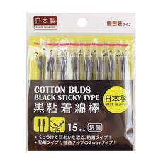 Mitsuki 日本製 黑色黏著式耳扒棉花棒, 1個, 1個裝
