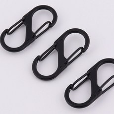 S형 카라비너 미니 양방향 장금형 등산 키링 PP10080 pda*61591mV, 1개, 블랙(10080-1)