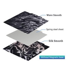Pei Smooth Sheet 235x235 Ender 3 Ender 3 v2 액세서리 Pet Peo Pey 자기 빌드 플레이트 Sping Steel 3d 프린터 가열 침대, Wave-Silk no base