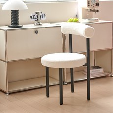 쿠리브 인테리어 등받이 스툴 1인 화장대 의자, 1개, 화이트