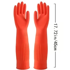 내한성 장갑 1쌍 주방 식기세척 고무 라텍스 가정용 두꺼워지고 길어진 세탁용, 01 빨간색