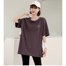 옌츠 여성용 빅사이즈 스판덱스 요가복 필라테스복 상의 오버핏 반팔 티셔츠 CY120811