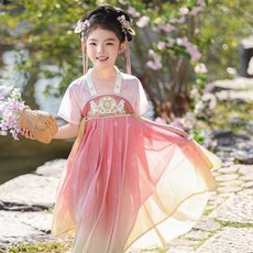 兒童古風連衣裙 漢服女童表演服